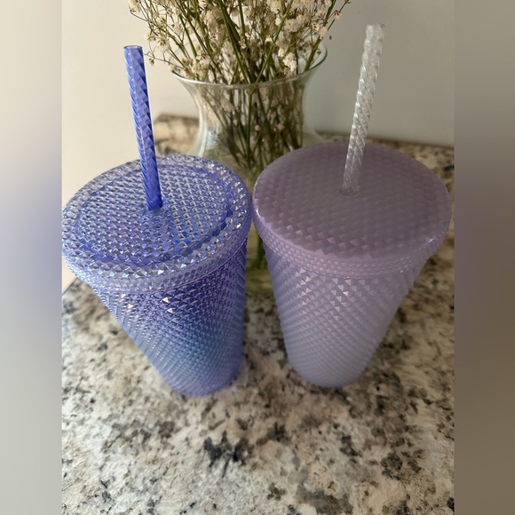 Starbucks Mermaid & Unicorn Purple Cold Drink Studded Tumblers 16 oz. Set of 2 - Picture 7 of 12